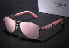 Women's Polarized Pilot 'Pink Panther' Metal Sunglasses