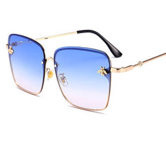 Women's Oversized Square 'Aura Light' Metal Sunglasses Sunglasses