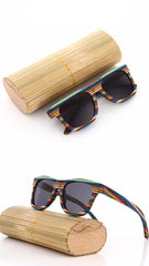 Men's Wooden Bamboo 'Caroline' Wayfarer Sunglasses