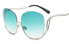 Women's Oversized Round Rimless 'Cathal ' Metal Sunglasses