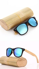 Men's Wooden Bamboo 'Caroline' Wayfarer Sunglasses