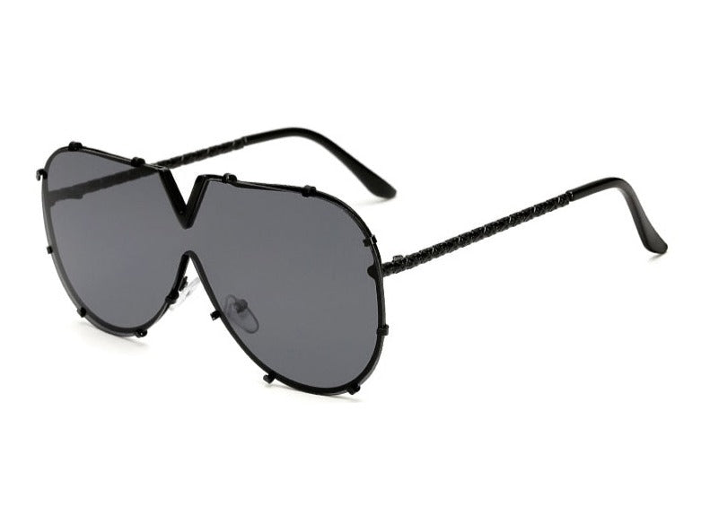 Men's Oversized Pilot 'The Black Angel' Metal Sunglasses