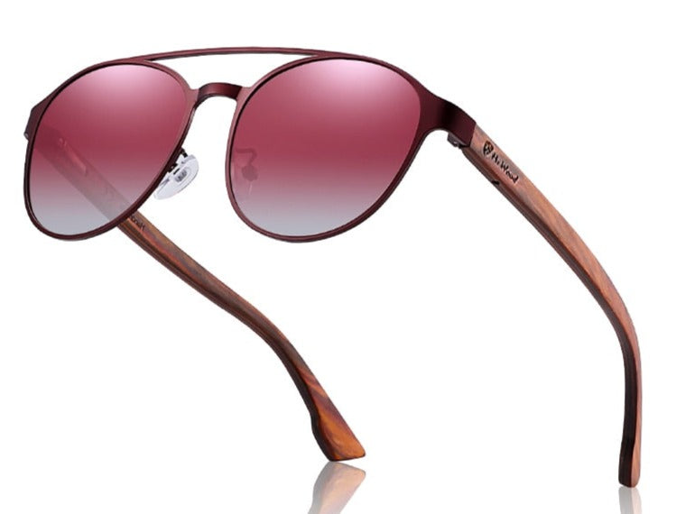 Women's Polarized Round 'Zappini ' Wooden Sunglasses