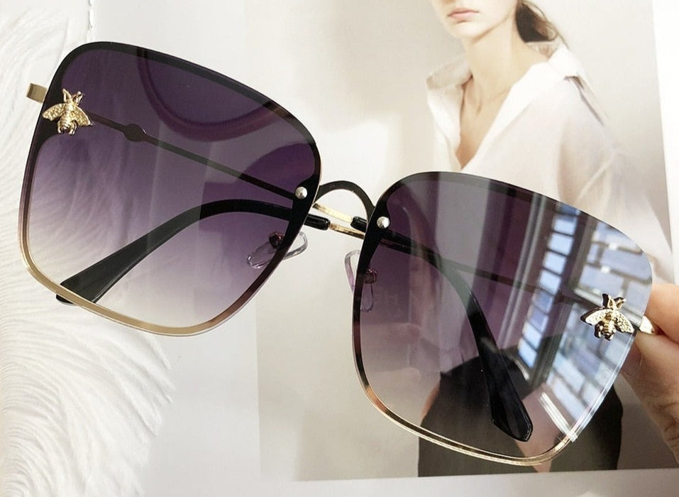 Women's Luxury Square 'Feiry' Metal Sunglasses