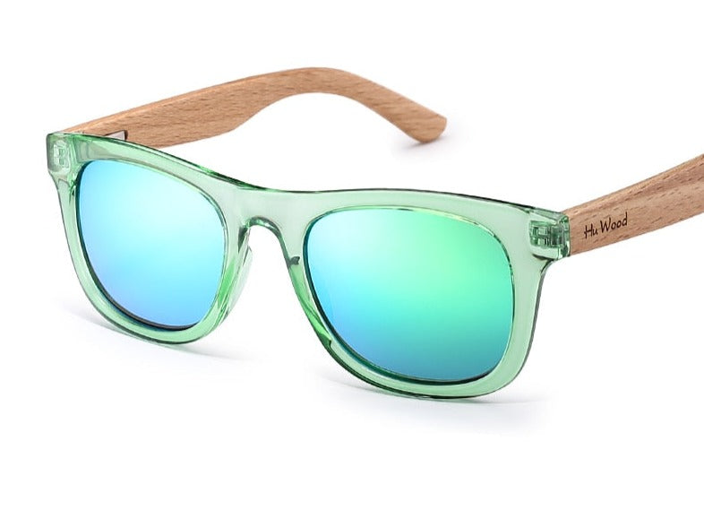 Boy's Wrap 'Green Shadow' Plastic Wooden Sunglasses