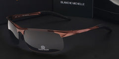 Men's Polarized Aviation Rectangle 'Seaman Hill' Metal Sunglasses