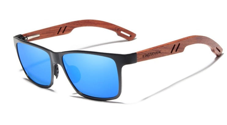 Men's Square Rimless 'Mison Luxor' Wooden Sunglasses