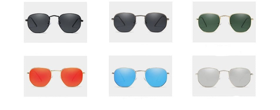Men's Classic Hexagonal 'Sun Down' Metal Sunglasses