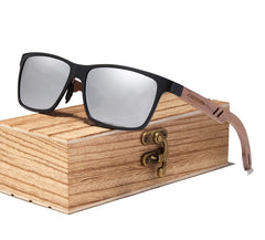 Men's Square Polarized 'Blue Sky' Wooden Sunglasses