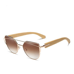 Unisex Bamboo Cat Eye 'Craziest' Polarized Sunglasses