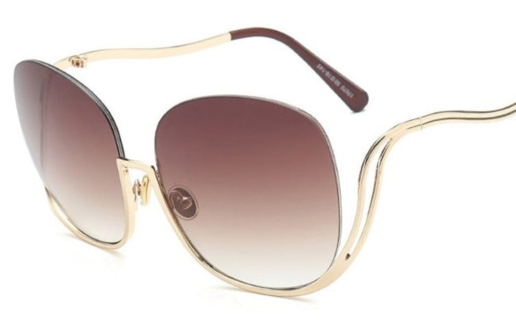 Women's Oversized Round Rimless 'Cathal ' Metal Sunglasses