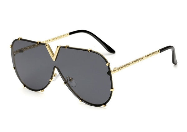 Men's Oversized Pilot 'The Black Angel' Metal Sunglasses