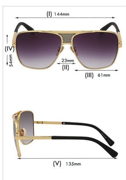 Men's Oversized Square 'Boss M' Metal Sunglasses