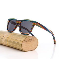 Men's Wooden Bamboo 'Caroline' Wayfarer Sunglasses