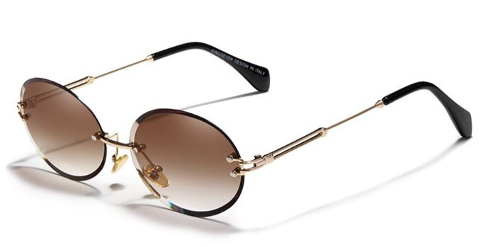 Women's Rimless Oval 'Kafka' Metal Sunglasses