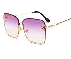 Women's Oversized Square 'Aura Light' Metal Sunglasses Sunglasses