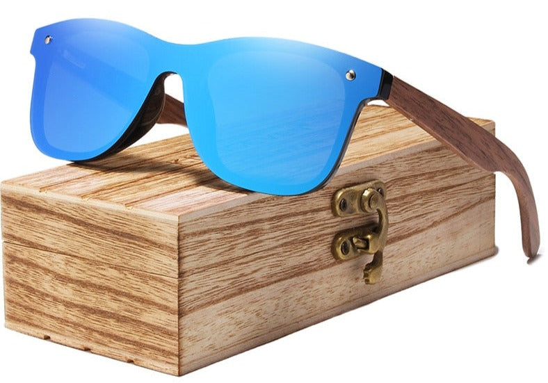 Men's Rimless Oval 'Mossi' Wooden Sunglasses