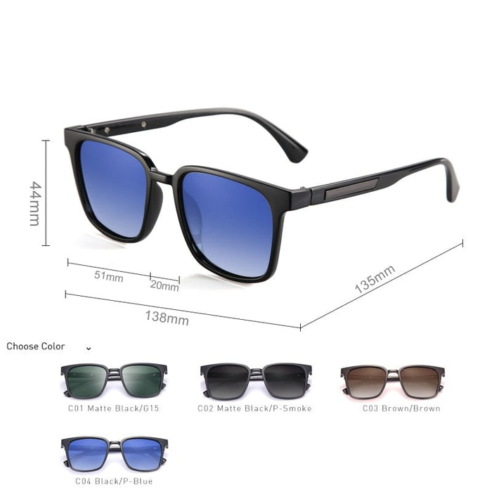 Men's Square Polarized 'Marwani' Plastic Sunglasses