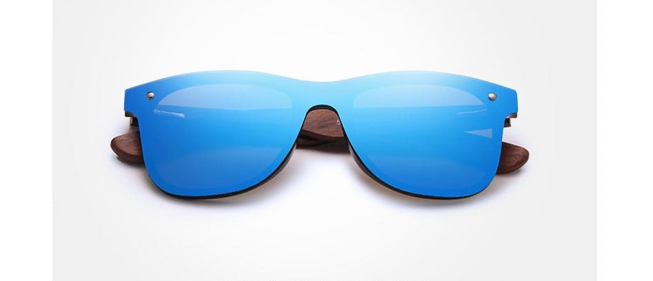 Men's Polarized 'Wallnut' Wood Mirror Sunglasses