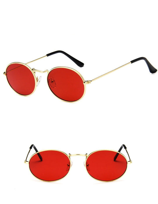 Women's Retro Oval "Diner Vibes" Metal Sunglasses