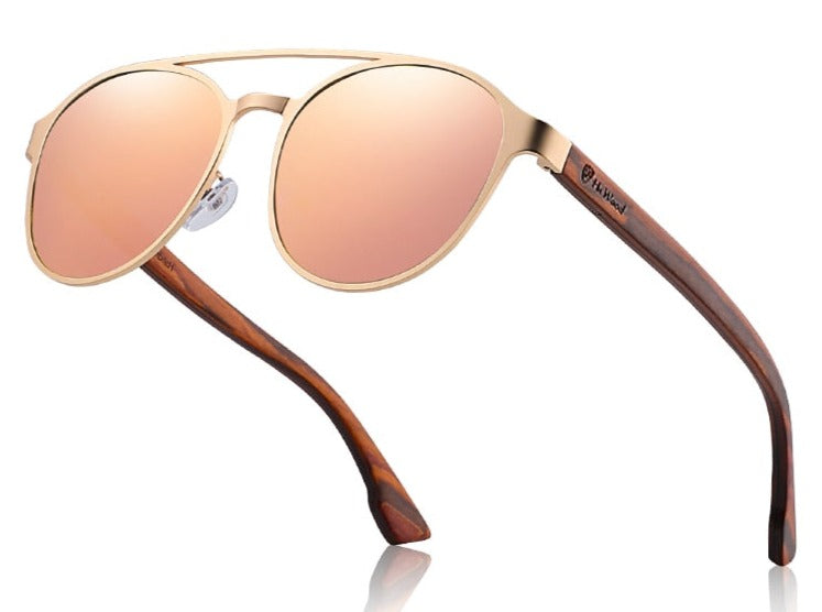 Women's Polarized Round 'Zappini ' Wooden Sunglasses