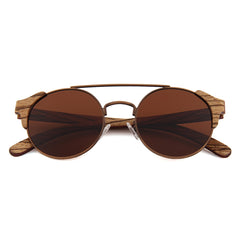 Men's Vintage Round 'David' Wooden Bamboo Sunglasses