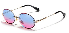 Women's Rimless Oval 'Kafka' Metal Sunglasses