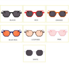 Women's Vintage 'Black Pink' Polygon Red Sunglasses