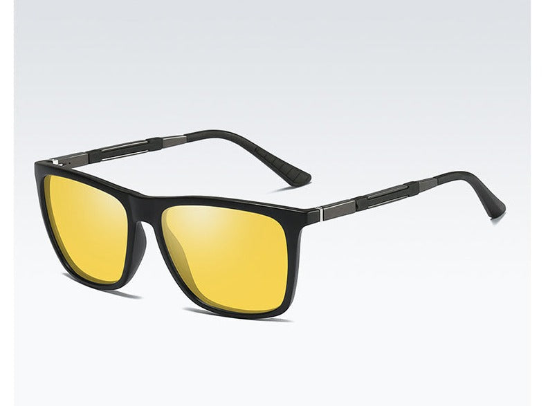 Men's Classic Square Polarized 'Blackout Shades' Plastic Sunglasses