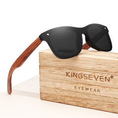 Unisex Vintage Square 'Beach Animal' Wooden Sunglasses