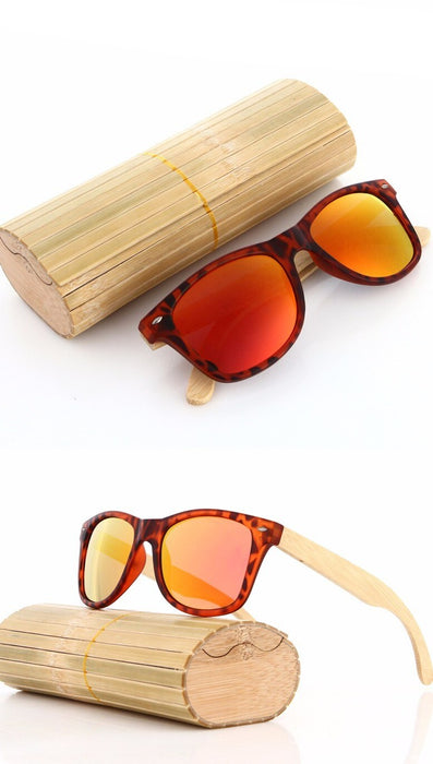 Men's Wooden Bamboo 'Caroline' Square Sunglasses