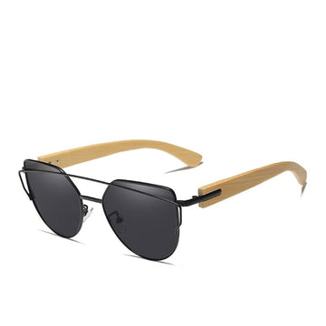 Unisex Bamboo Cat Eye 'Craziest' Polarized Sunglasses