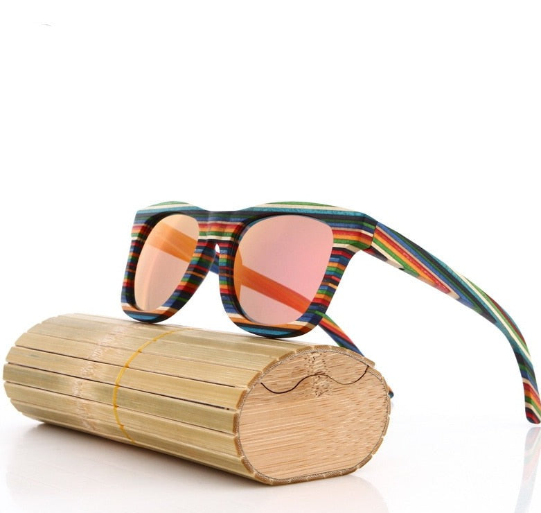 Men's Wooden Bamboo 'Caroline' Wayfarer Sunglasses