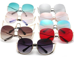 Women's Oversized Round Rimless 'Cathal ' Metal Sunglasses