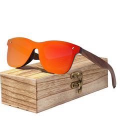 Men's Polarized 'Wallnut' Wood Mirror Sunglasses