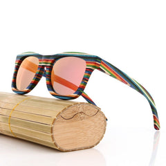 Men's Wooden Bamboo 'Caroline' Wayfarer Sunglasses