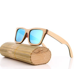 Men's Wooden Bamboo 'Caroline' Wayfarer Sunglasses