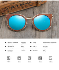 Unisex Wood 'Oak' Polarized Sunglasses