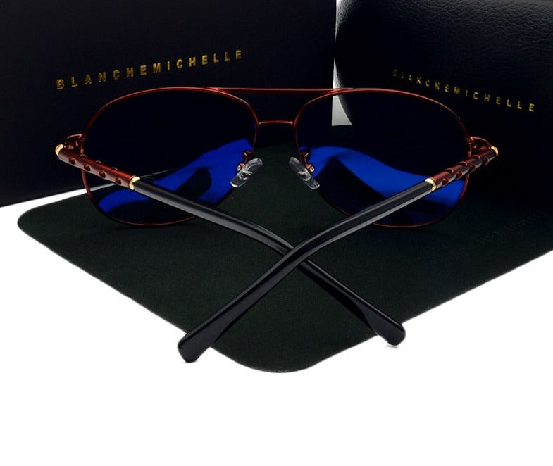 Men's Polarized Aviator 'Luxfuc Men' Metal Sunglasses
