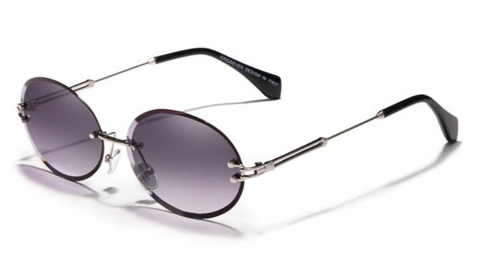 Women's Rimless Oval 'Kafka' Metal Sunglasses