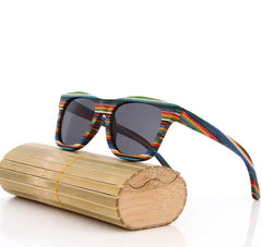 Men's Wooden Bamboo 'Caroline' Wayfarer Sunglasses