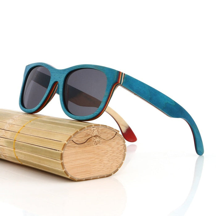 Men's Square Wooden 'Ocean Breeze' Polarized Sunglasses