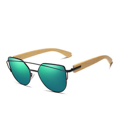 Unisex Bamboo Cat Eye 'Craziest' Polarized Sunglasses