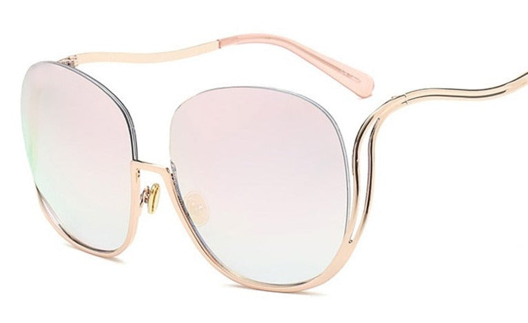 Women's Oversized Round Rimless 'Cathal ' Metal Sunglasses