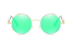 Men's Steampunk Round 'Jade' Metal Sunglasses