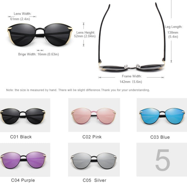 Women's Polarized Cat Eye 'Seven Girls' Metal Sunglasses