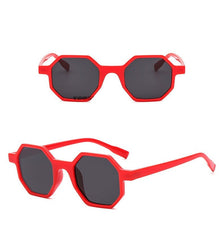 Women's Vintage 'Black Pink' Polygon Red Sunglasses