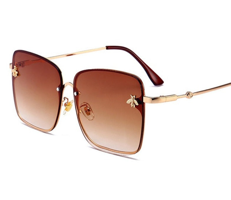 Women's Oversized Square 'Aura Light' Metal Sunglasses Sunglasses