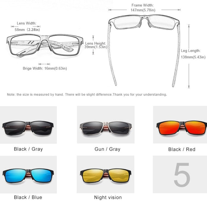 Men's Square Rimless 'Mison Luxor' Wooden Sunglasses