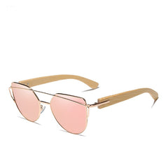 Unisex Bamboo Cat Eye 'Craziest' Polarized Sunglasses